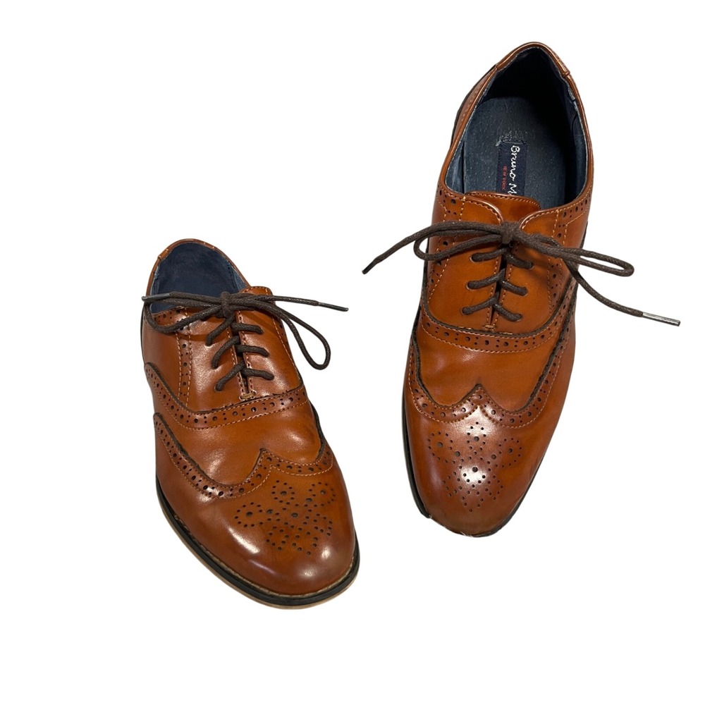 Bruno Marc Wingtip Brogue Oxford Mens 5 Brown Synthetic Leather‎ Dress Shoes